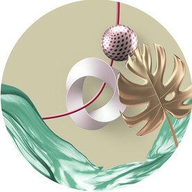 唯美树叶艺术品圆形挂画装饰画