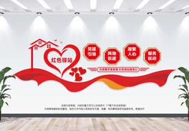 红色驿站红色阵地社区文化墙
