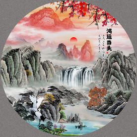 圆形山水画
