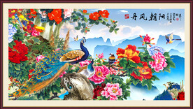 花开富贵孔雀牡丹图