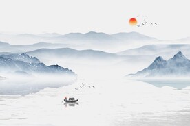 国画山水背景墙
