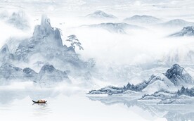 简约新中式山水背景墙