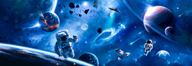 宇宙星球太空宇航员陨石银河背景
