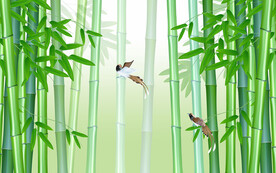 清新竹林绿意简约现代背景墙