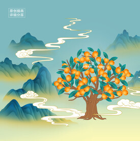手绘枇杷树