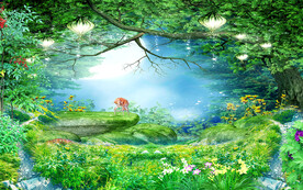 树林风景3d背景墙