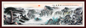 迎客松旭日东升巨幅迎客松