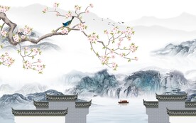 高档 最新款山水画 tif分层