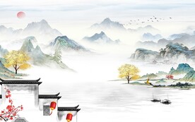 大气 新款中式山水 tif分层