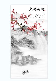 新中式玄关水墨山水