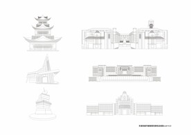 南充高级中学矢量线条建筑