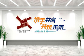 携手并肩企业公司励志握手文化墙