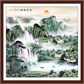 国画江山如画 聚宝盆山水画