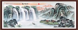 瀑布国画山水