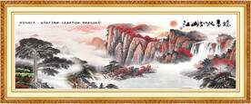 迎客松国画黄山迎客松