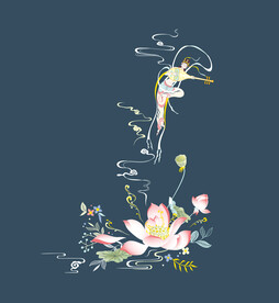荷花飞天图
