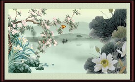 国画荷花 