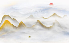 金色山水画