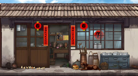怀旧复古农家小院壁画背景墙壁纸