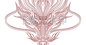 龙手绘矢量背景线描