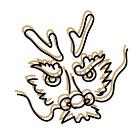 抽象龙线描装饰