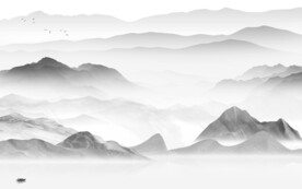 爆款 现代灰山水画 TIF分层
