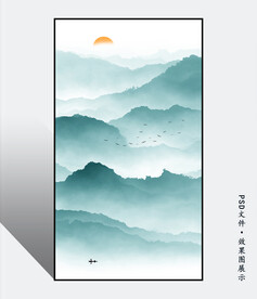 轻奢简约山水画