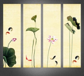 荷花条屏