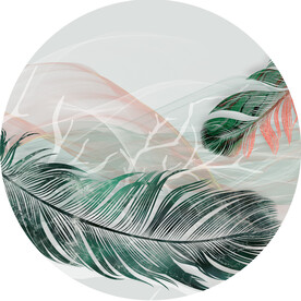 唯美羽毛水彩圆形挂画装饰画