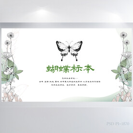 唯美水彩风蝴蝶标本介绍展板海报