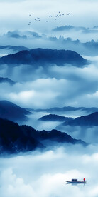 水墨云雾山水