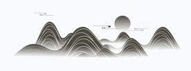 矢量线条山水画设计