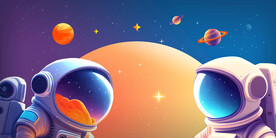 卡通宇航员星空背景墙