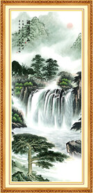 迎客松山水画黄山迎客松