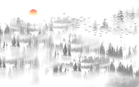 新中式意境山水背景墙