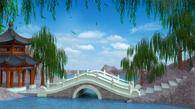 小桥柳树
