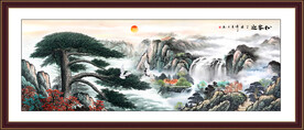 国画山水迎客松 迎客松山水画