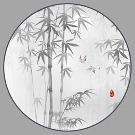 圆形水墨竹子图