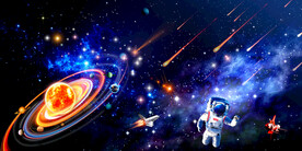 宇宙星球太空火箭宇航员背景