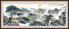 国画迎客松 黄山迎客松山水画