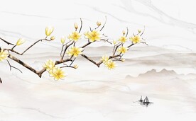 手绘花鸟壁画