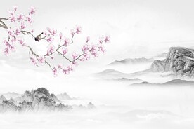 手绘花鸟壁画