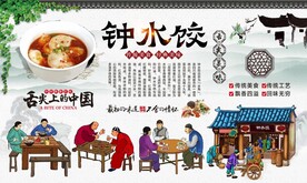 钟水饺背景墙