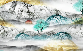 床头山水画 