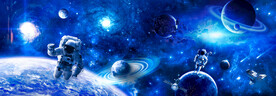 银河星球宇航员陨石宇宙太空背景