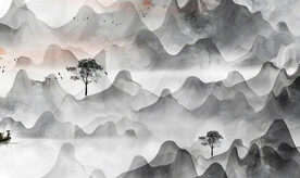 黑白山水画 