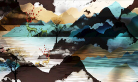 黑白山水画