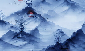 黑白山水画