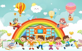 卡通幼儿园儿童背景墙