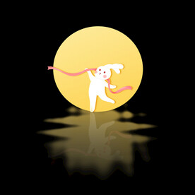 中秋兔子月下跳舞图片